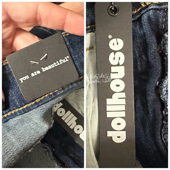 Dollhouse Dark Wash Andie Distressed Jean Shorts Size 7 Juniors - Picture 3 of 4